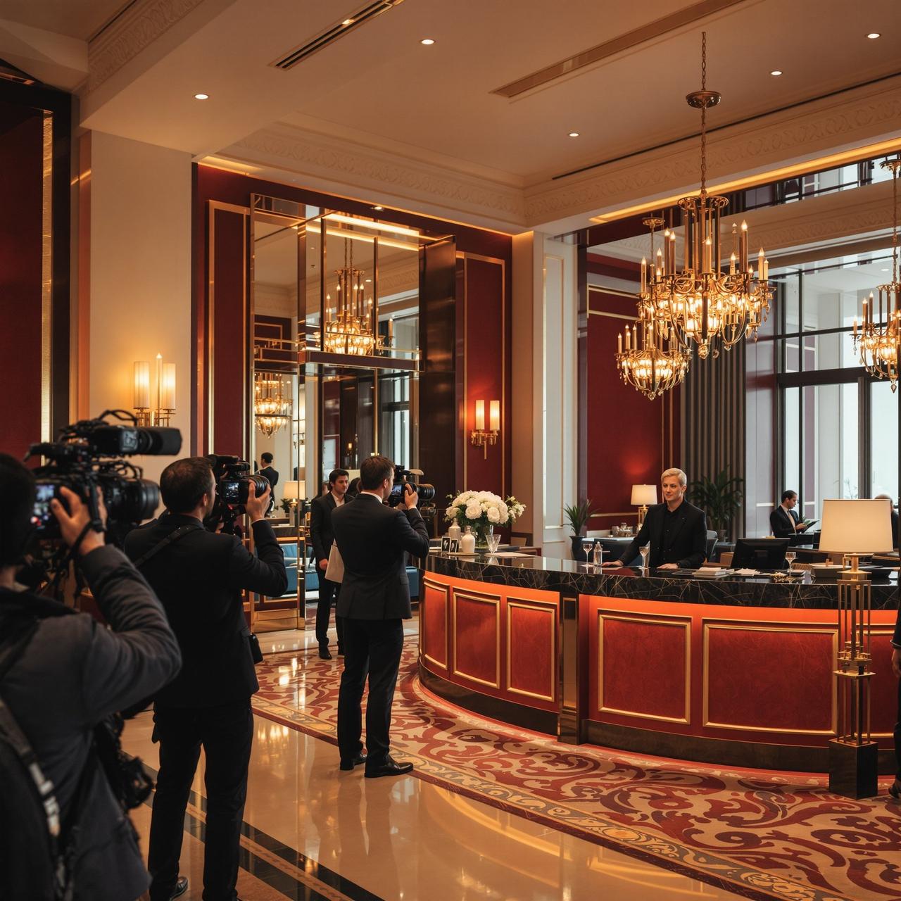 吃瓜爆料海角 - 豪华酒店大堂，明星入住被粉丝和记者蹲守
